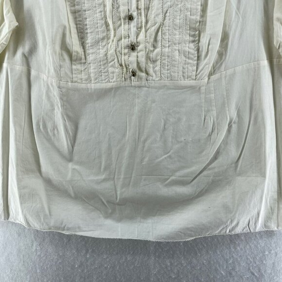 Hillard & Hanson Blouse Womens 2X Ivory White Embroidered Half Sleeve V Neck - Picture 7 of 10